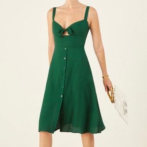NWT Reformation Green Frankfurt Dress 6 Tie Front